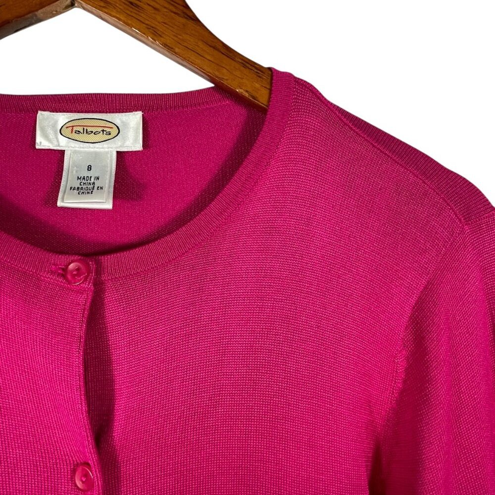 Talbots 100% Silk Pink Button Front Cardigan Lightweight Size 8 - Picture 5 of 12